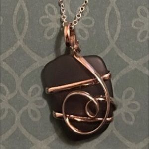 Handmade Costume silver necklace with purple slide, NWOT, excellent condition